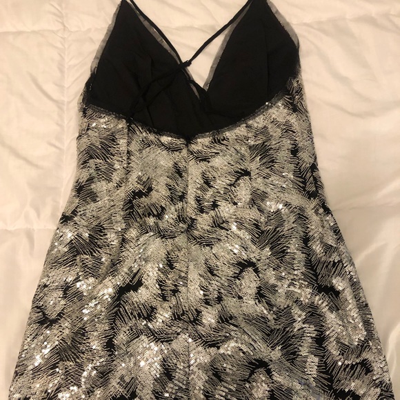 NBD Sloane Black White Silver Metallic Mini Dress - Picture 8 of 9